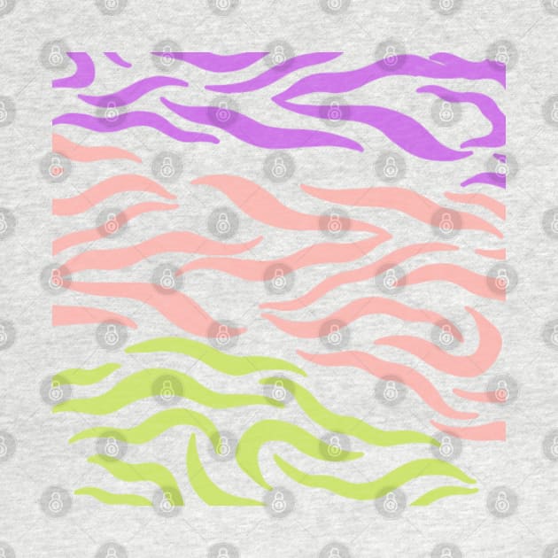 Violet Pink Yellow green wavy pattern in Whte by Shineyarts